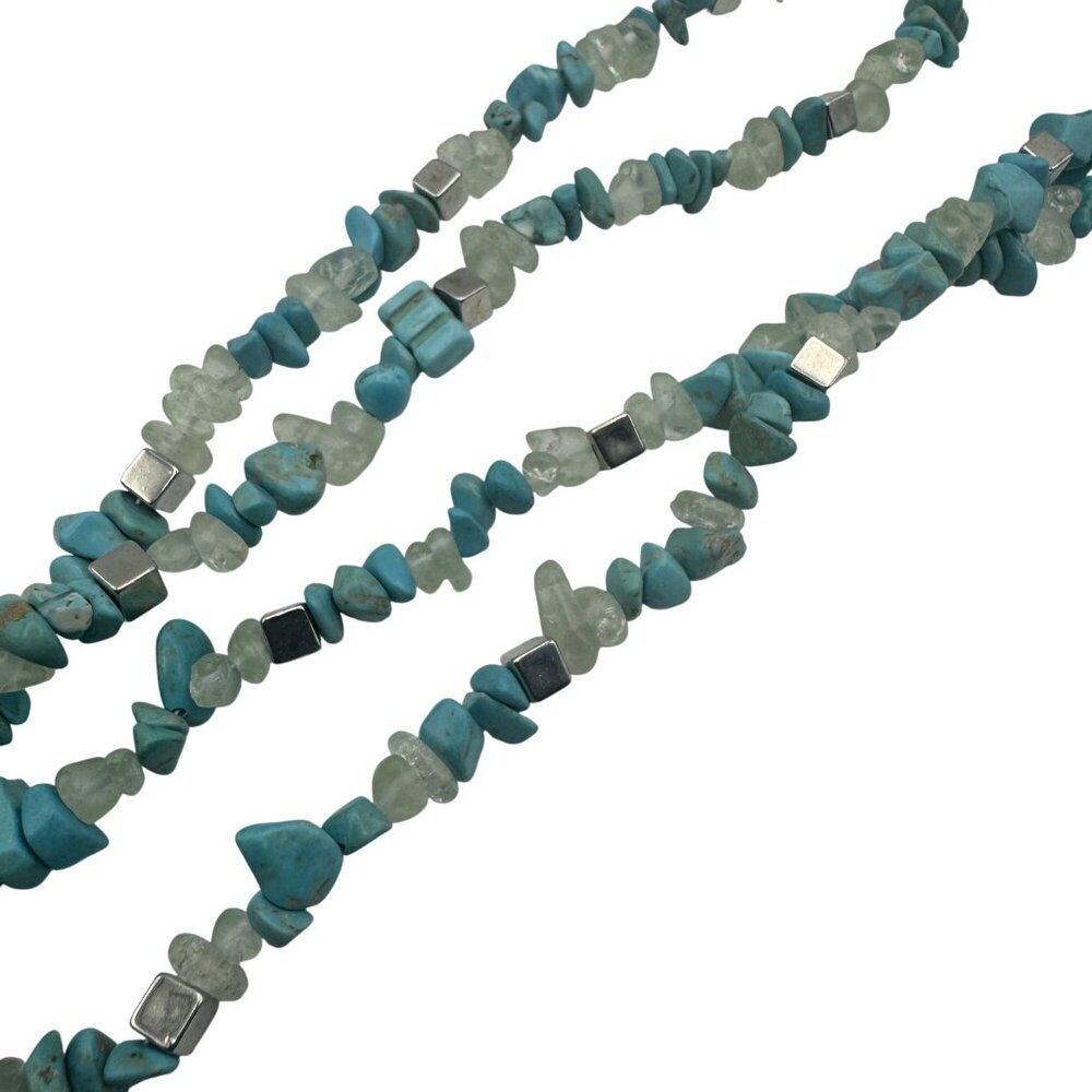 Kenneth Cole New York Gemstone Multi-Strand Necklace Turquoise & Quartz Pre-Owne - Picture 3 of 7